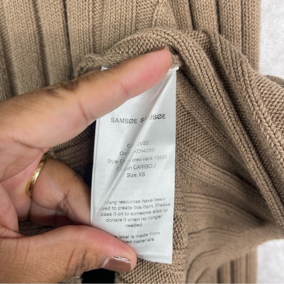 Samsoe & Samsoe Chloe Crewneck Rib Sweater In Caribou Brown Women's Size XS - Picture 5 of 7